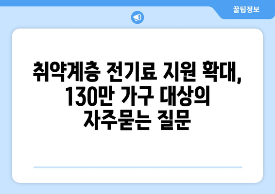 취약계층 전기료 지원 확대, 130만 가구 대상