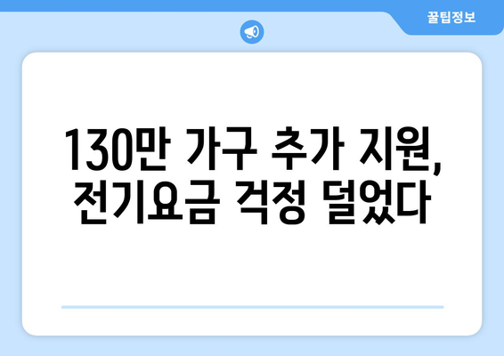 취약계층 전기요금 지원 확대, 추가 130만 가구 대상