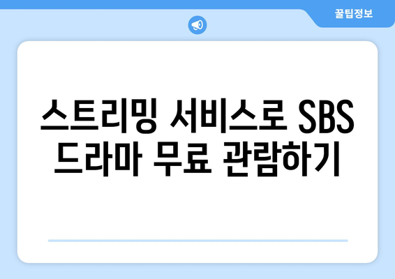 SBS 인기 드라마 무료 시청 방법