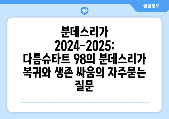 분데스리가 2024-2025: 다름슈타트 98의 분데스리가 복귀와 생존 싸움