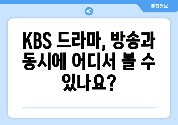 KBS 드라마를 방송과 동시에 무료로 시청하세요