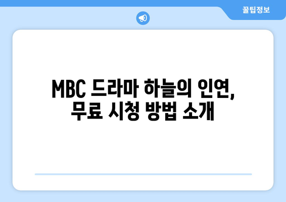 MBC 드라마 하늘의 인연 무료 시청 및 등장인물 관계도