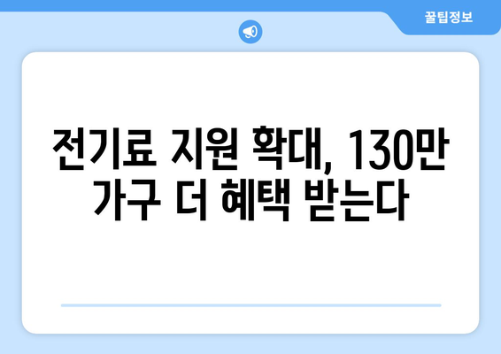 정부, 취약계층 전기료 지원 확대, 130만 가구 추가 대상