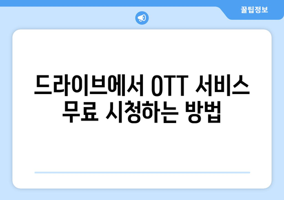 드라이브 무료 시청: OTT, VOD, 넷플릭스 다운로드