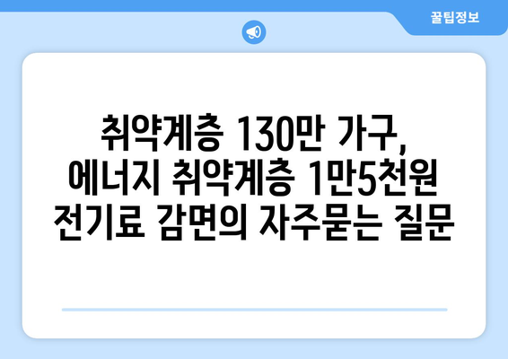 취약계층 130만 가구, 에너지 취약계층 1만5천원 전기료 감면