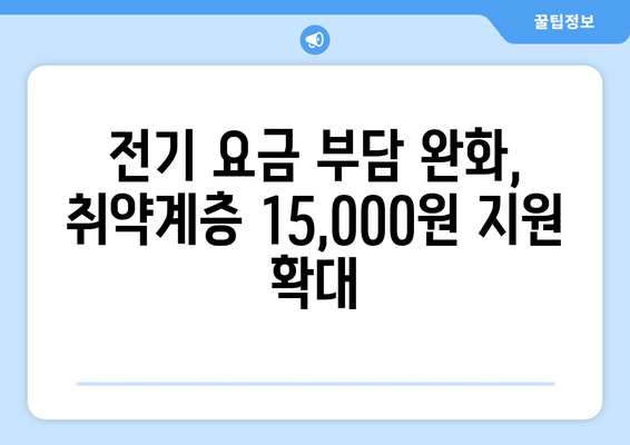 취약계층 전기 요금 지원, 추가 15,000원 확대 지원