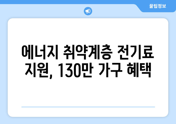 에너지 취약계층 130만 가구 전기료 1만5천원 감면