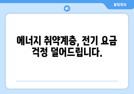 저소득층 지원 정책: 전기 요금 지원 확대