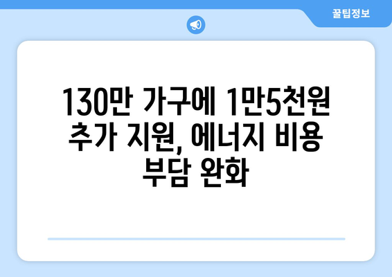 에너지 취약계층 130만 가구에 전기요금 1만5천원 추가 지원