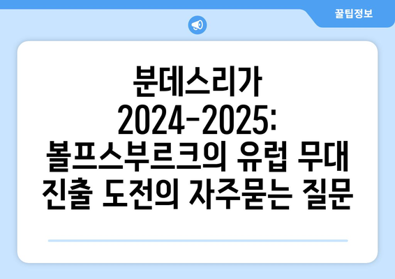 분데스리가 2024-2025: 볼프스부르크의 유럽 무대 진출 도전