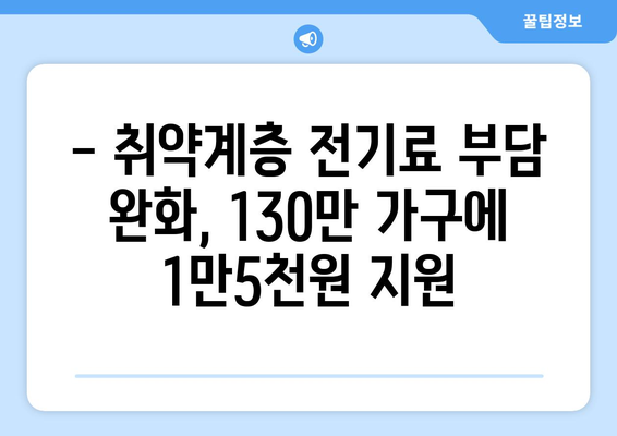 한동훈, 취약계층 130만 가구 전기료 1만5천원 추가 지원 계획 발표