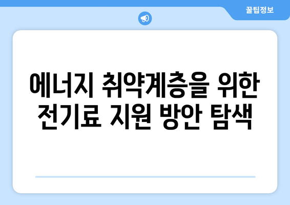 에너지 취약계층 전기료 문제 해결을 위한 정부 조치