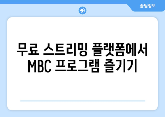 MBC 드라마 및 예능 무료 시청하기