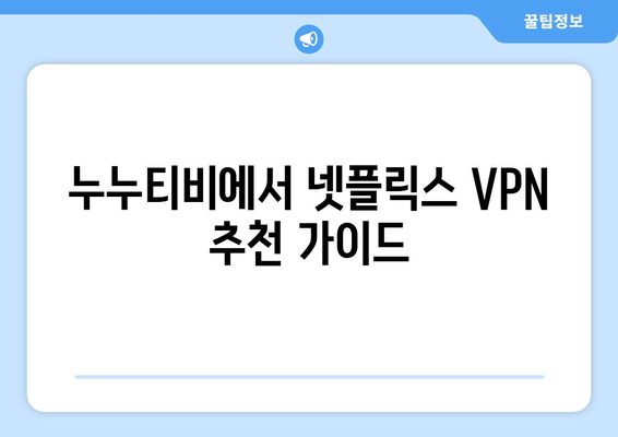 누누티비에서 넷플릭스 시청하는 VPN 추천