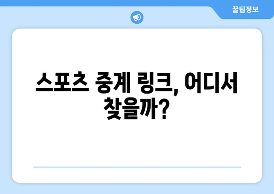 스포츠 실시간 중계 무료 링크 제공 및 시청 방법