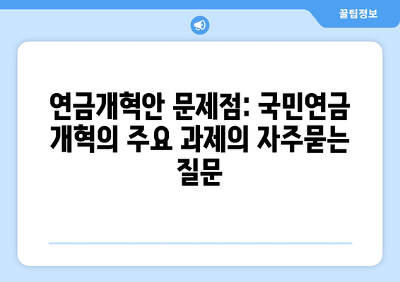 연금개혁안 문제점: 국민연금 개혁의 주요 과제