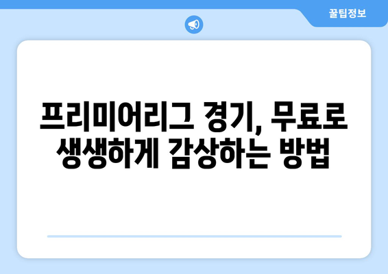 프리미어리그 무료중계: 실시간으로 보는 법