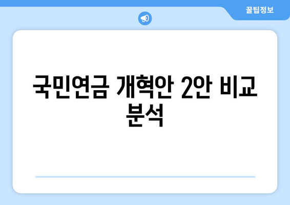 국민연금 개혁안 2안의 주요 내용과 차별점