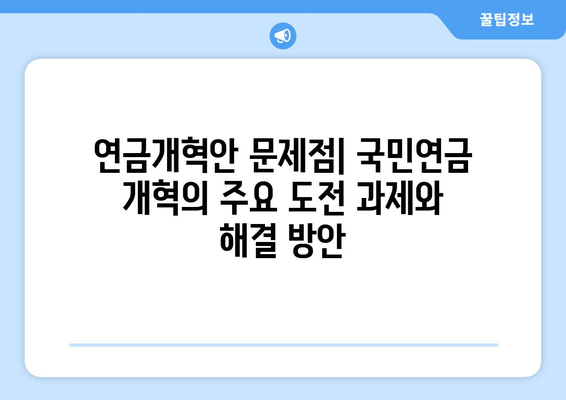 연금개혁안 문제점: 국민연금 개혁의 주요 도전 과제와 해결 방안