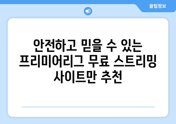 프리미어리그 무료중계: 신뢰할 수 있는 스트리밍 사이트 추천