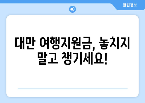 대만 여행지원금 혜택 받기, 알뜰한 여행자를 위한 가이드