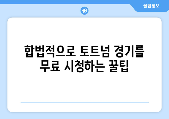 토트넘 경기 무료로 보는 합법적인 방법