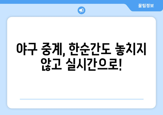 야구 생중계 실시간 시청, 놓치지 않는 방법