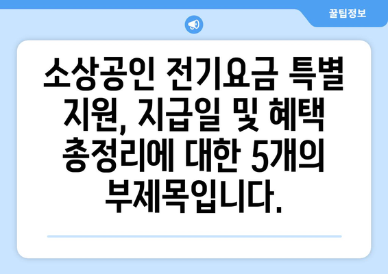 소상공인 전기요금 특별 지원, 지급일 및 혜택 총정리