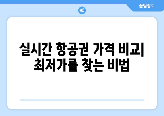 최저가 항공권 검색 방법, 실시간 비교로 최저가 항공권 찾기