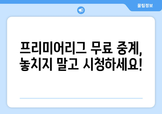 프리미어리그 무료중계 합법 플랫폼 안내