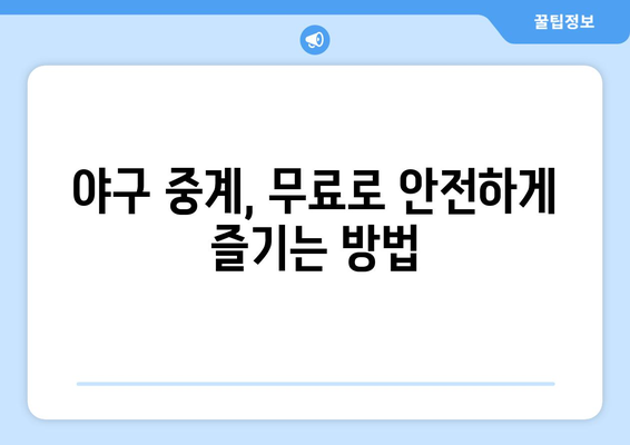 야구 생중계 무료 시청: 안전하게 보는 방법