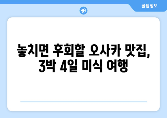 오사카 여행 코스 짜는 법, 알차게 즐기는 3박 4일 일정