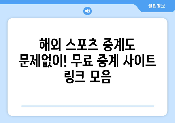 스포츠 실시간 무료 중계 사이트 추천 및 링크