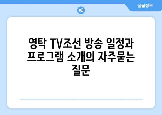 영탁 TV조선 방송 일정과 프로그램 소개