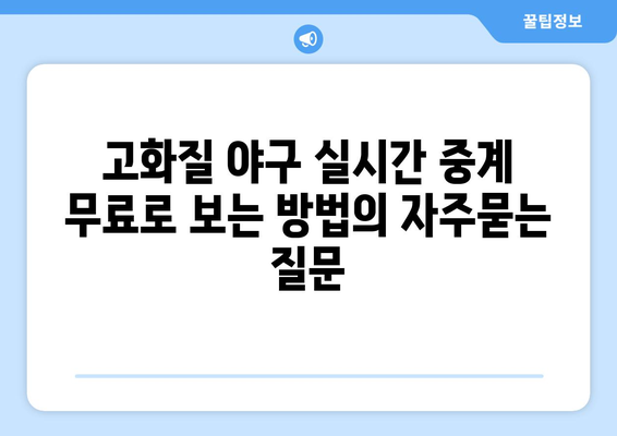 고화질 야구 실시간 중계 무료로 보는 방법