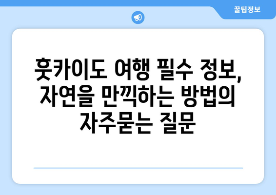 훗카이도 여행 필수 정보, 자연을 만끽하는 방법