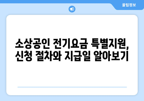 소상공인 전기요금 특별지원, 신청 절차와 지급일 알아보기