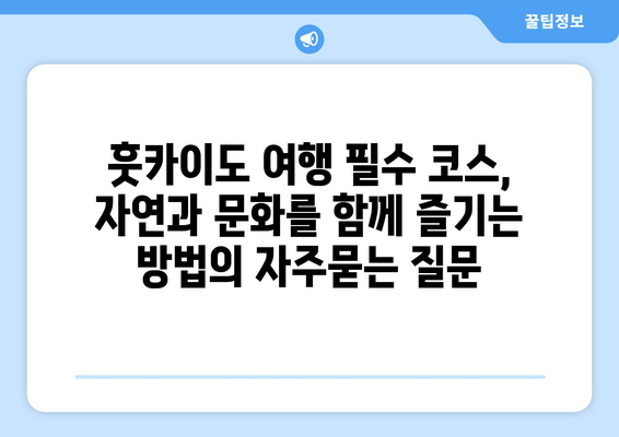 훗카이도 여행 필수 코스, 자연과 문화를 함께 즐기는 방법