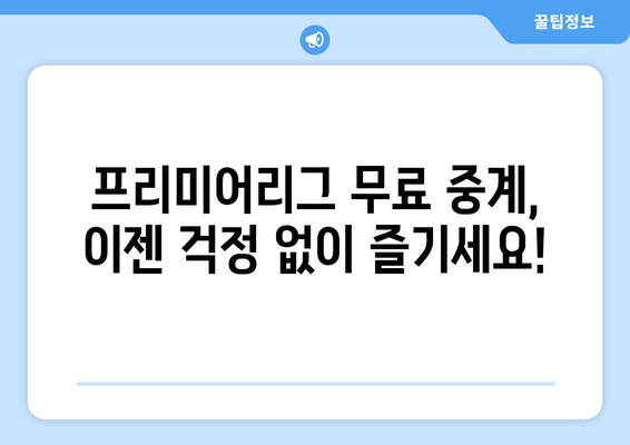 프리미어리그 무료 중계: 합법적이고 안전한 시청 방법