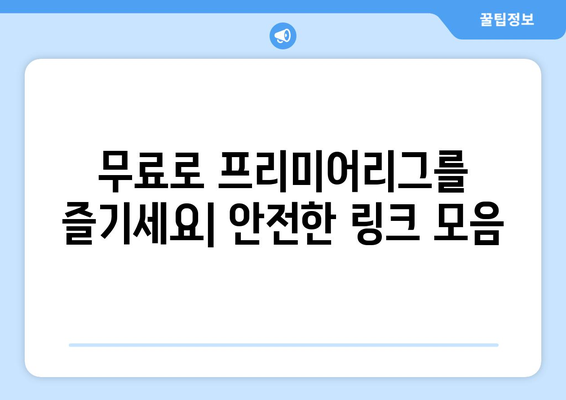 프리미어리그 실시간 무료 링크: 안전한 사이트 소개