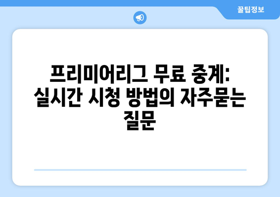 프리미어리그 무료 중계: 실시간 시청 방법