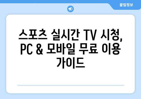 스포츠 실시간 티비 무료 시청: 추천 채널과 이용 방법