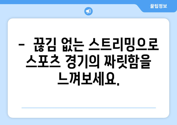 스포츠 실시간 무료 중계: 빠르고 안정적인 스트리밍