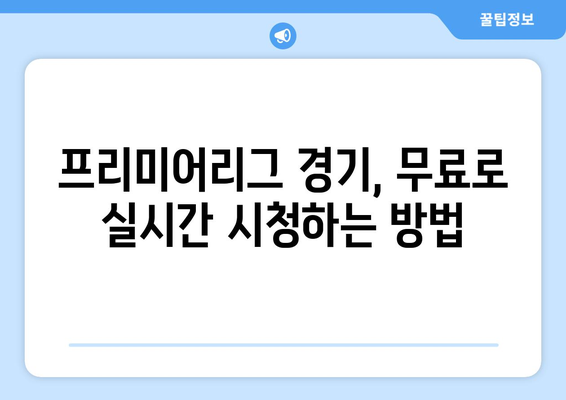 프리미어리그 실시간 무료 중계: 안전한 사이트 추천