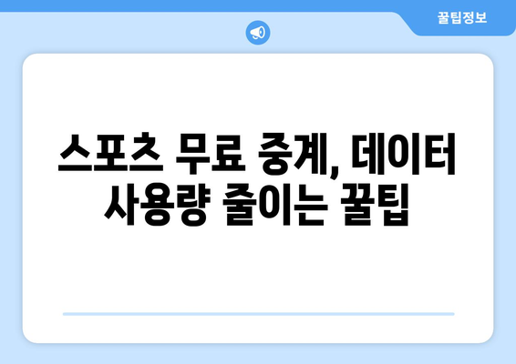 스포츠 실시간 무료 중계: 데이터 절약하는 방법