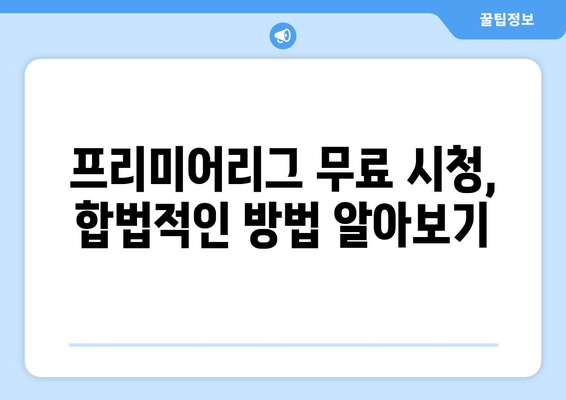 프리미어리그 무료중계 합법 플랫폼 안내