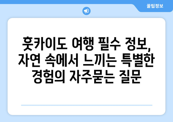 훗카이도 여행 필수 정보, 자연 속에서 느끼는 특별한 경험