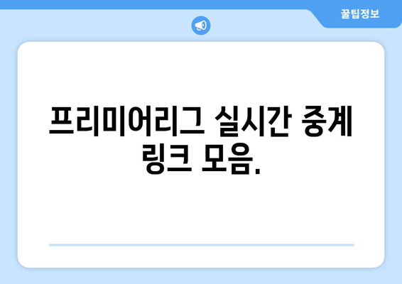 프리미어리그 무료 중계 실시간 링크 제공