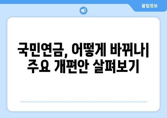 연금개혁안 내용 분석: 국민연금 개편안의 세부 정책 내용