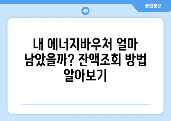 복지로 에너지바우처 잔액조회 방법 – 남은 금액 확인